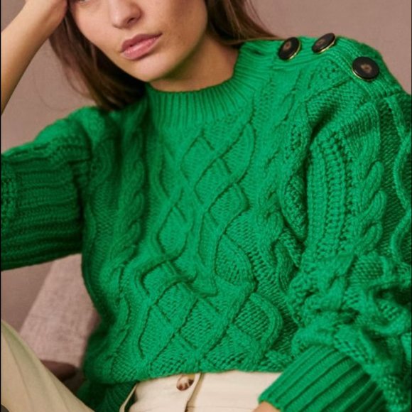 Sezane James Jumper Sweater Bright green - Picture 1 of 5
